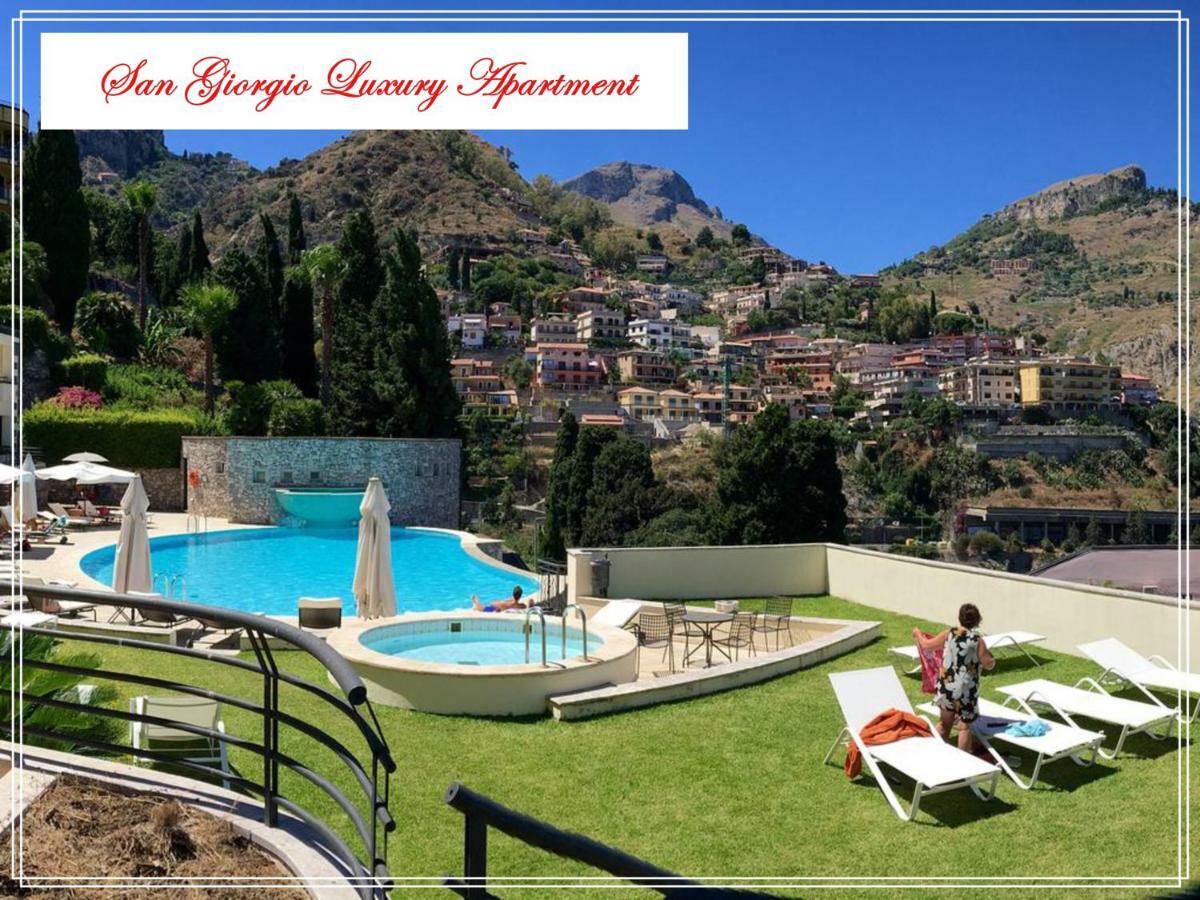 San Giorgio Luxury Apartment Taormina-Panoramic Pool & Parking Space Exteriör bild